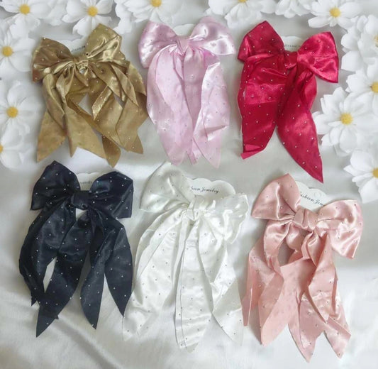 Satin bow hair clip
